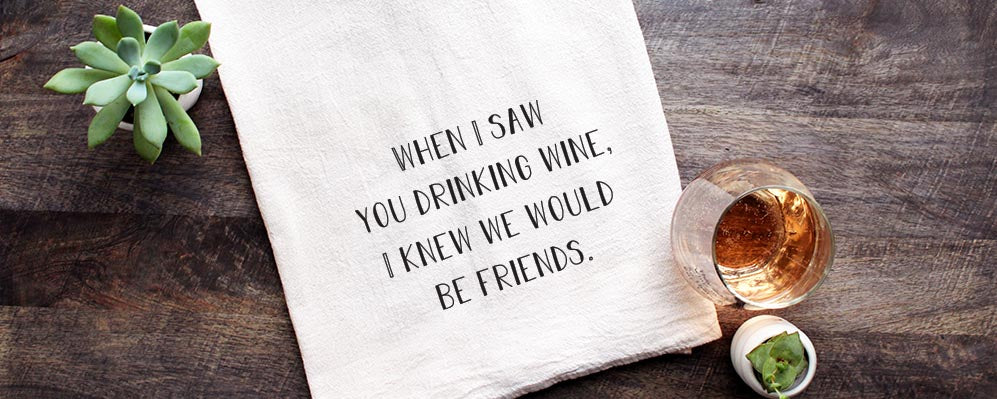 Wine Gift Wine Glasses Funny Dish Towels for Hostess Bar Towels