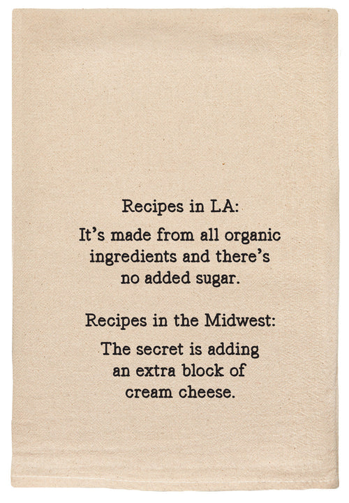 Recipes in LA: It's made from all organic ingredients and there's no added sugar. Recipes in the midwest: The secret is adding an extra block of cream cheese kitchen tea towel