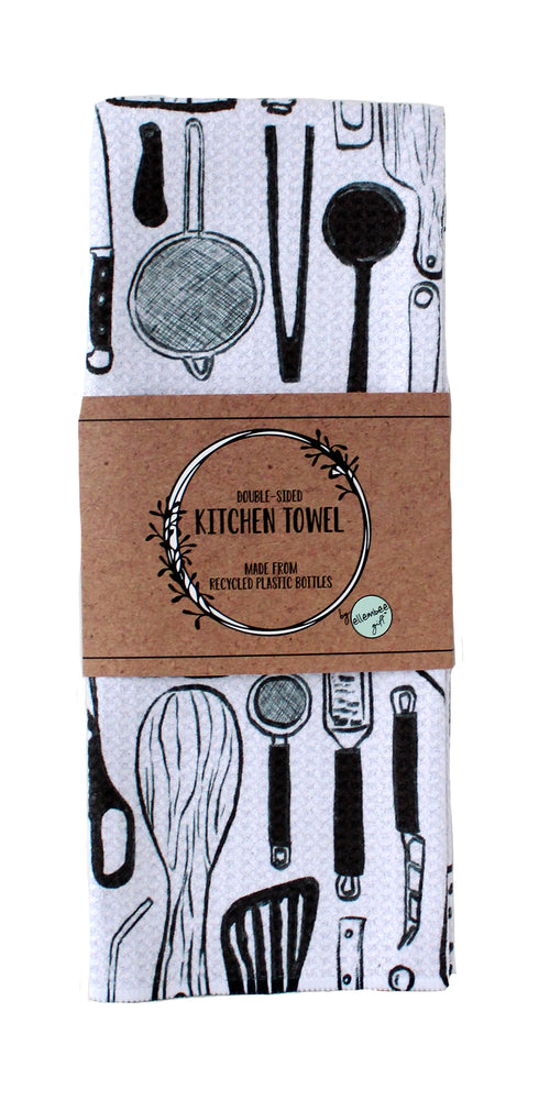 Black and White Kitchen Utensils | two sided kitchen towels